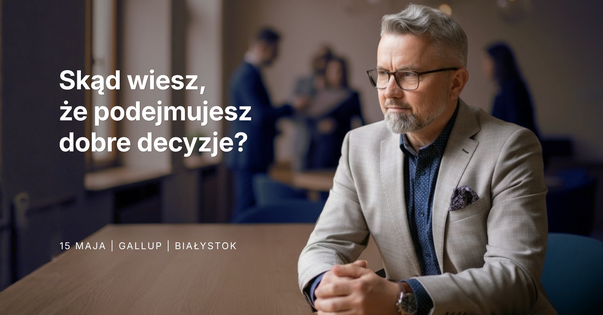 Skąd wiesz, że podejmujesz dobrą decyzję?

Nie każda trudna decyzja potrzebuje więcej danych.
Czasem bardziej potrzebujesz lepiej rozumieć siebie:
w czym jesteś naturalnie najmocniejszy,
co daje Ci energię,
a co niepotrzebnie Cię obciąża i odbiera lekkość działania.

Właśnie temu poświęcony będzie mój najbliższy warsztat 15 maja w Białymstoku.

Przed spotkaniem każdy uczestnik wykona indywidualne badanie talentów CliftonStrengths® Gallupa, a na warsztacie przełożymy wyniki bardzo praktycznie na decyzje, sposób działania i role, które warto brać na siebie.

Jeśli ten temat jest Ci bliski, link do zapisów wrzucam w komentarzu.